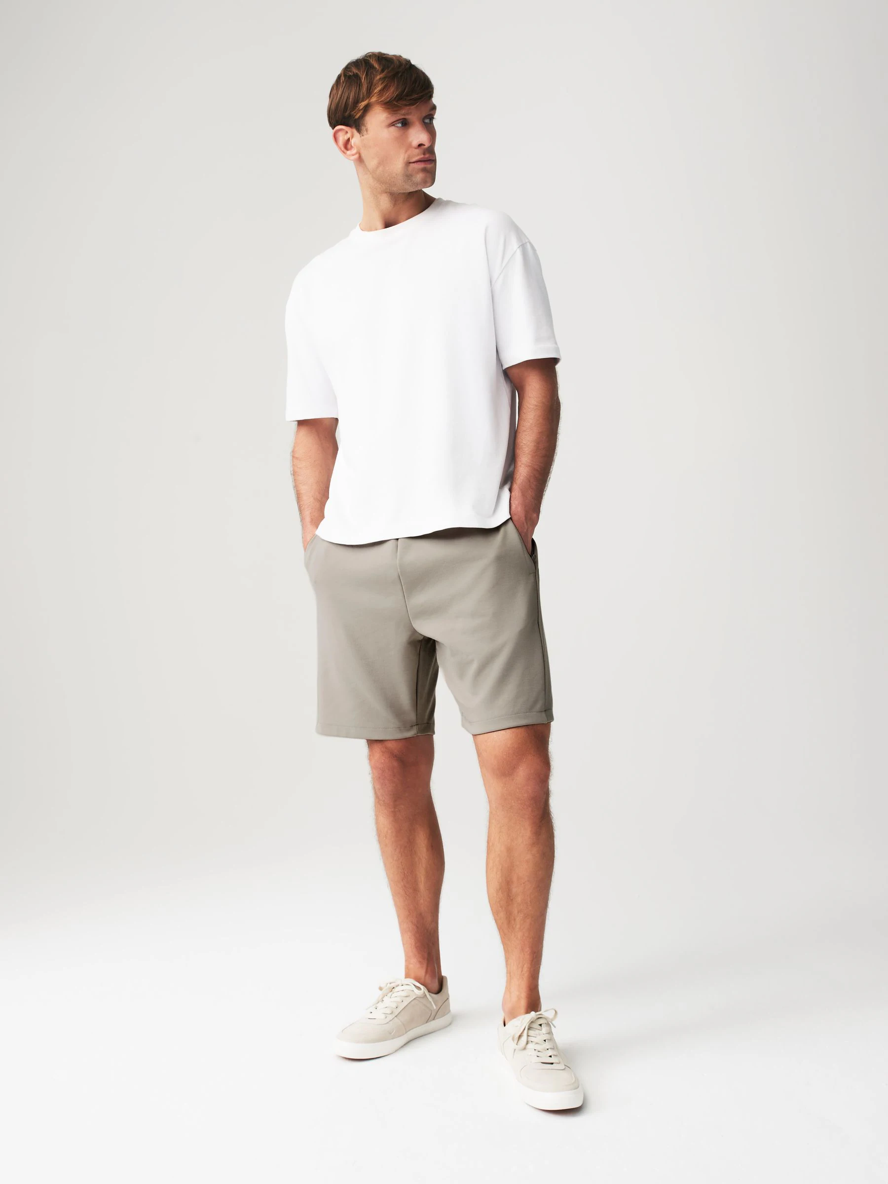 Grijs - Jersey shorts met ritszakje