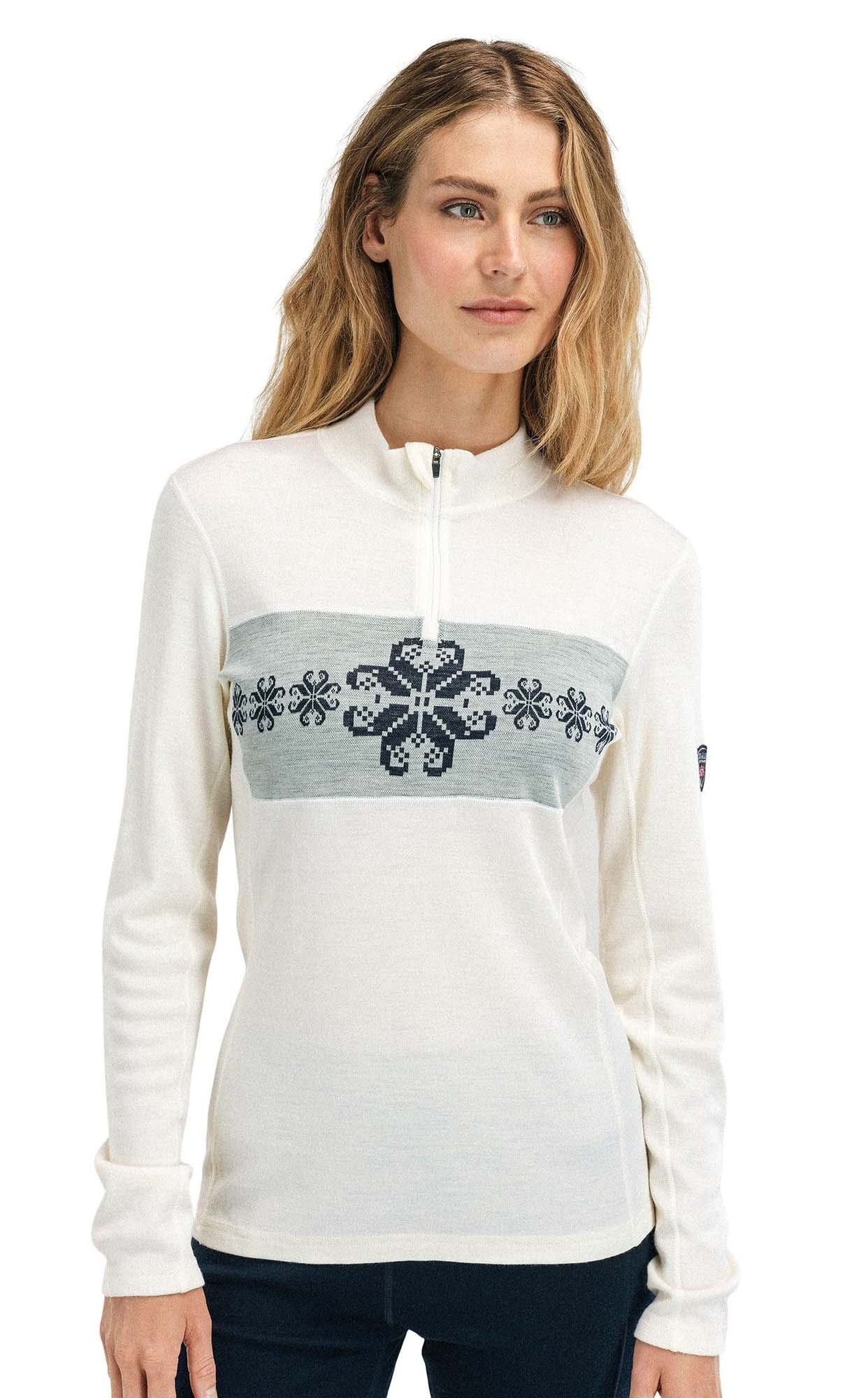 Falkeberg Baselayer Half Zip Dame Offwhite/Navy