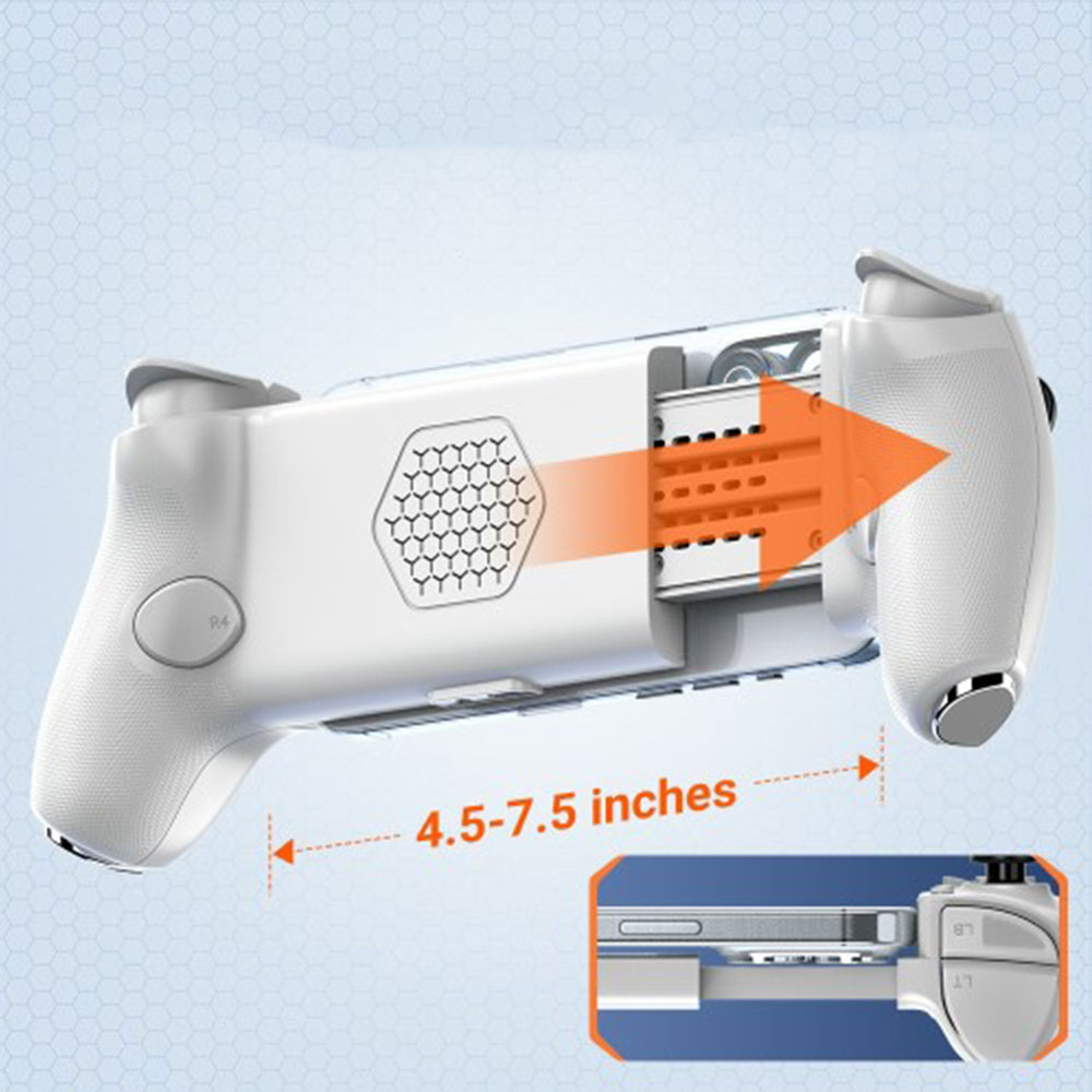 Mobiler Smartphone Verstellbarer Gamepad Controller mit USB-C und 3.5mm Klinken-Anschluss (115-193mm) - Weiss