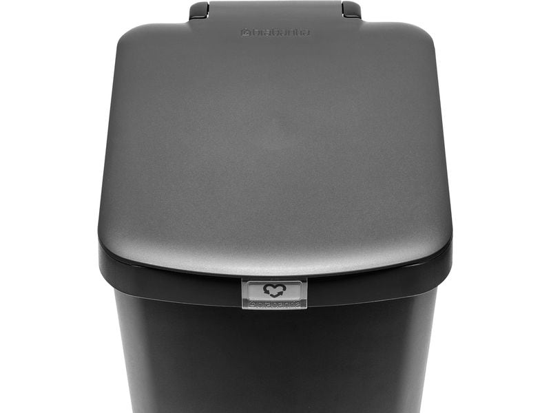 Brabantia Recyclingbehälter StepUp 25 l, Dunkelgrau Treteimer für Recycling Materialien