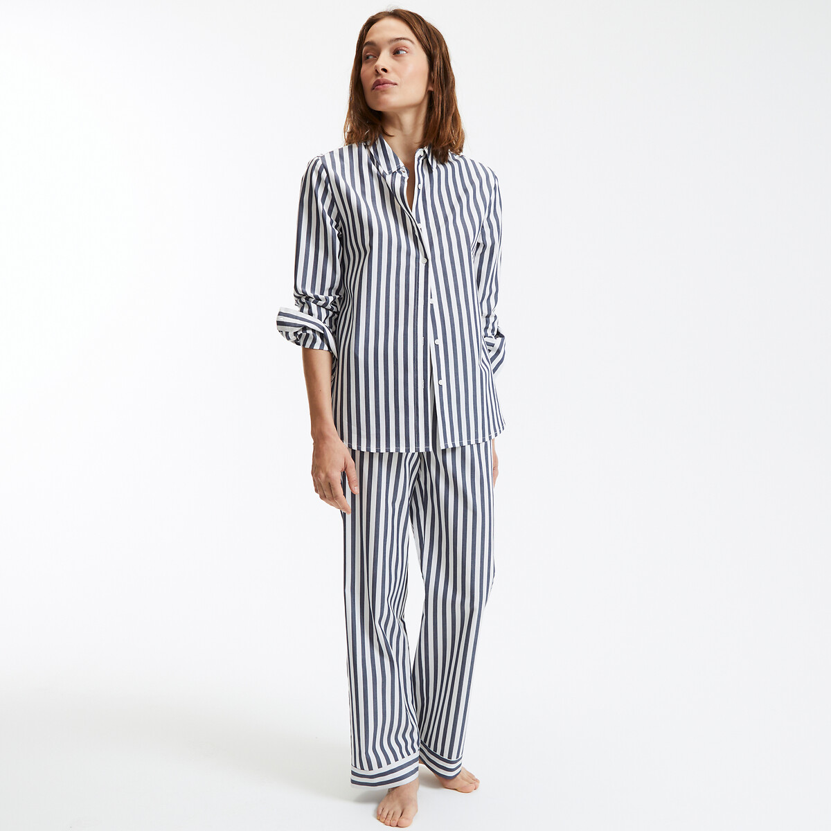 COLEÇÕES LA REDOUTE<br>Pijama de popeline de algodão às riscas