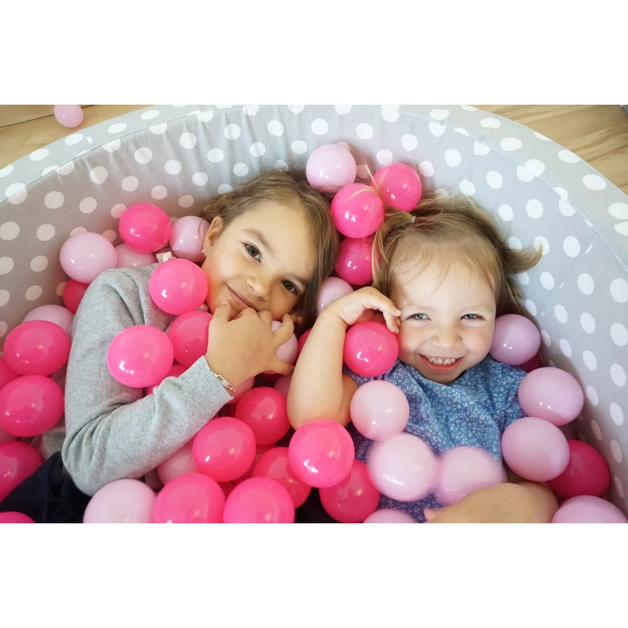 knorr toys® Bällebad soft - Grey white dots - 300 balls soft pink grau