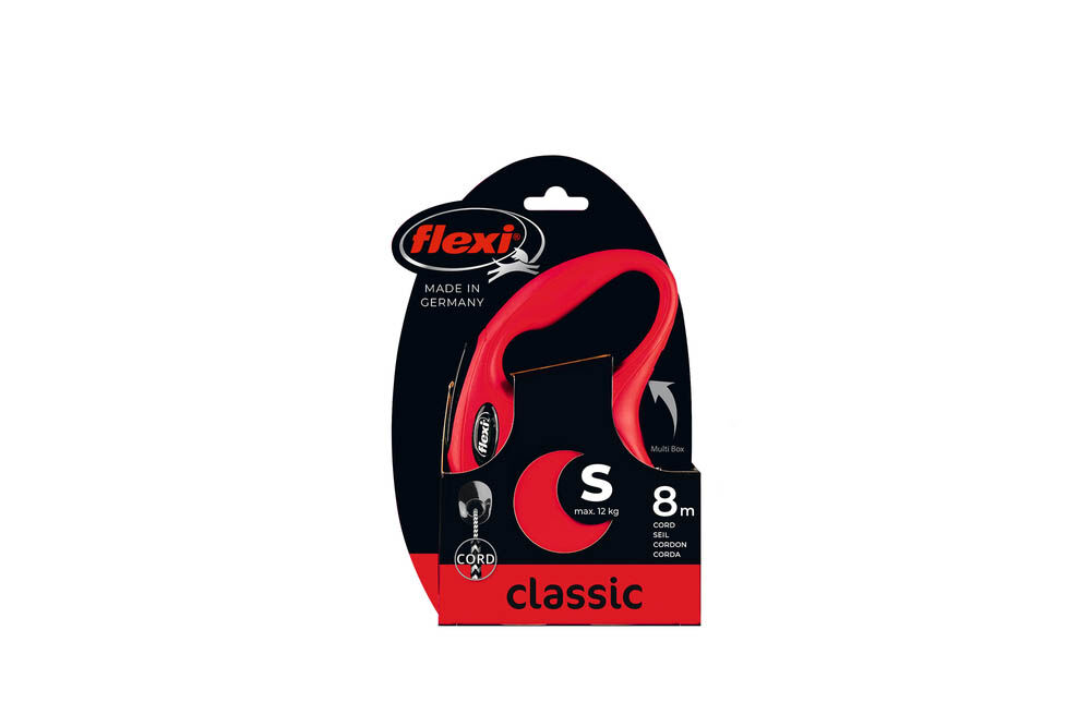 Flexi New Classic Koord - Rollijn - Hondenriem - rood - XS - 300 cm