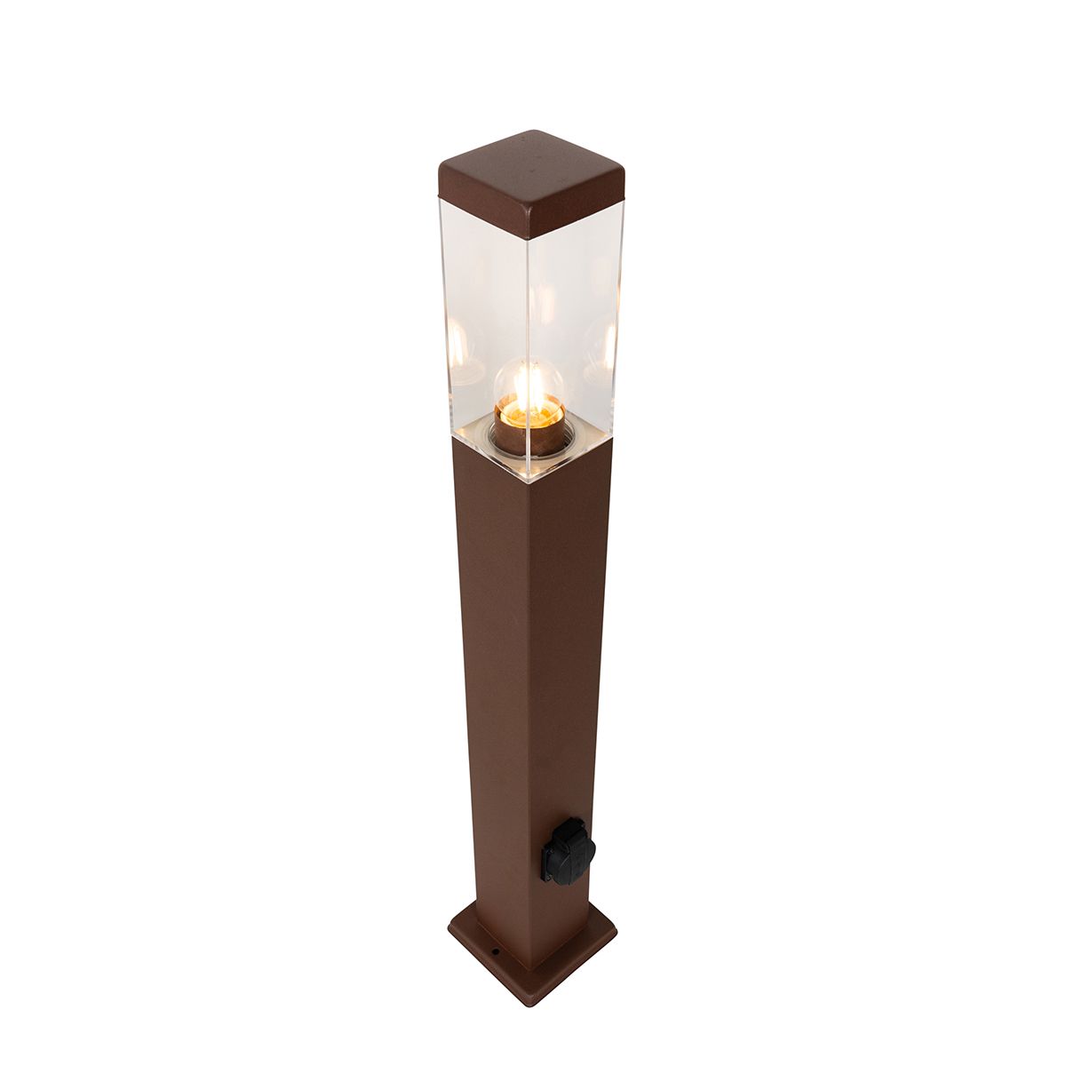 Buitenlamp roestbruin 80 cm met stopcontact IP44 - Malios