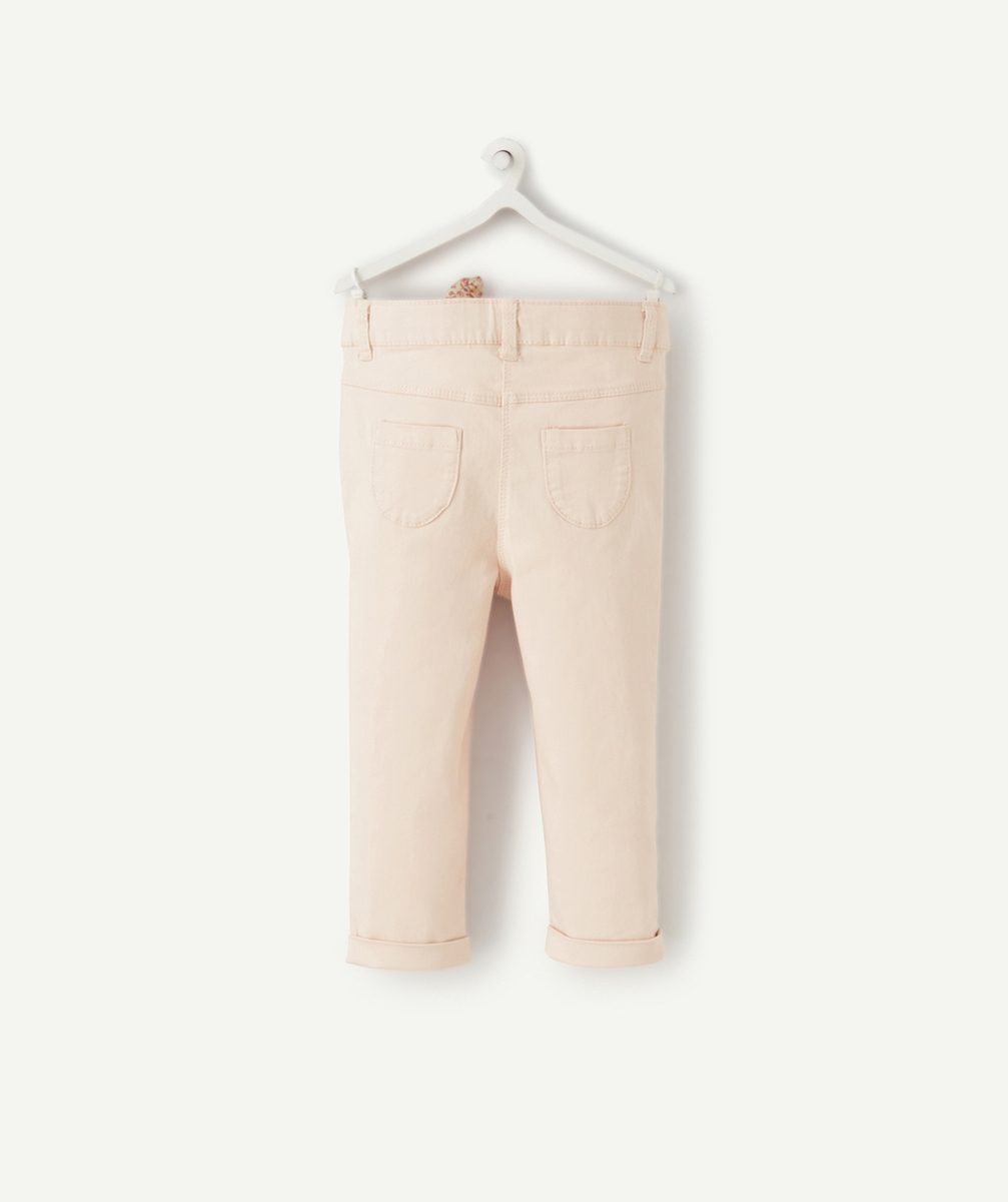 PANTALON SLIM BÉBÉ FILLE ROSE AVEC NOEUD FLEURI