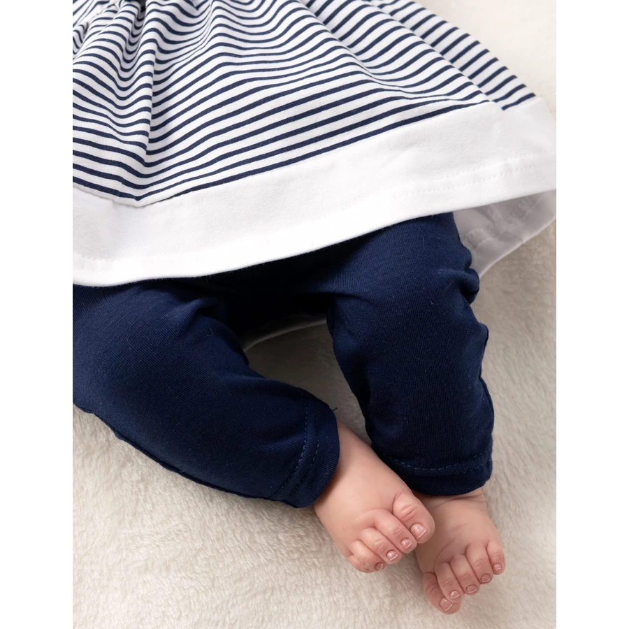 Baby Sweets 3tlg Set Kleid + Hose + Mütze Lieblingsstücke Kleider weiß navy
