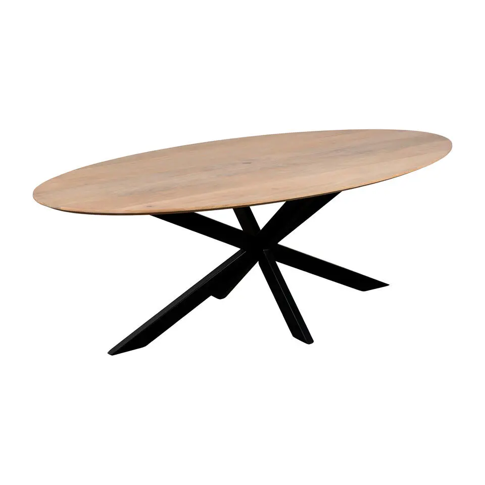QUVIO Eettafel Sofia– Ovaal – 180x90 cm – Kruispoot – Naturel
