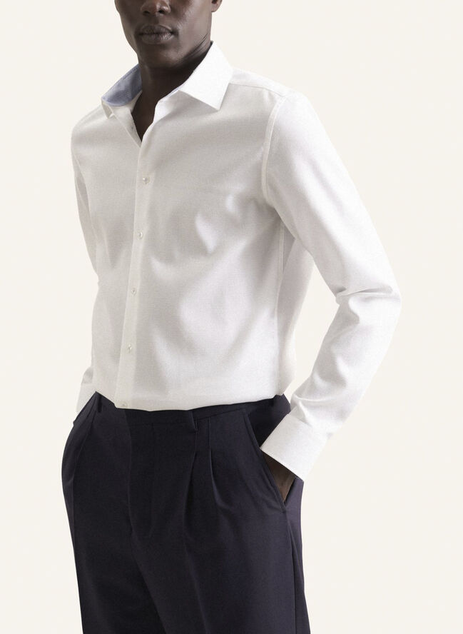Seidensticker Business Shirt Slim Long sleeve Kent-Collar Small pattern White