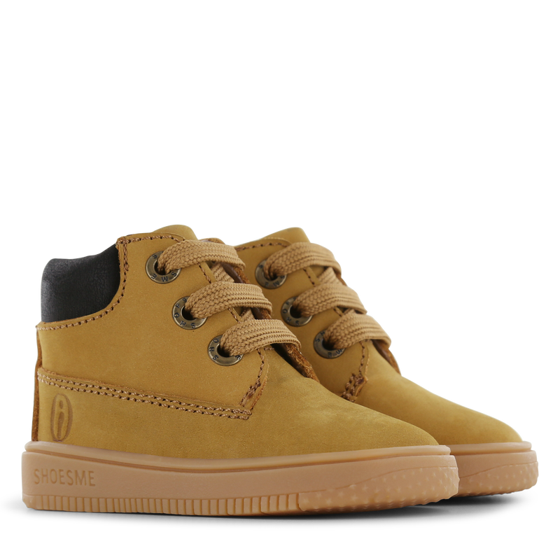Shoesme okergeel veterbootje Nubuck | Jongens schoenen