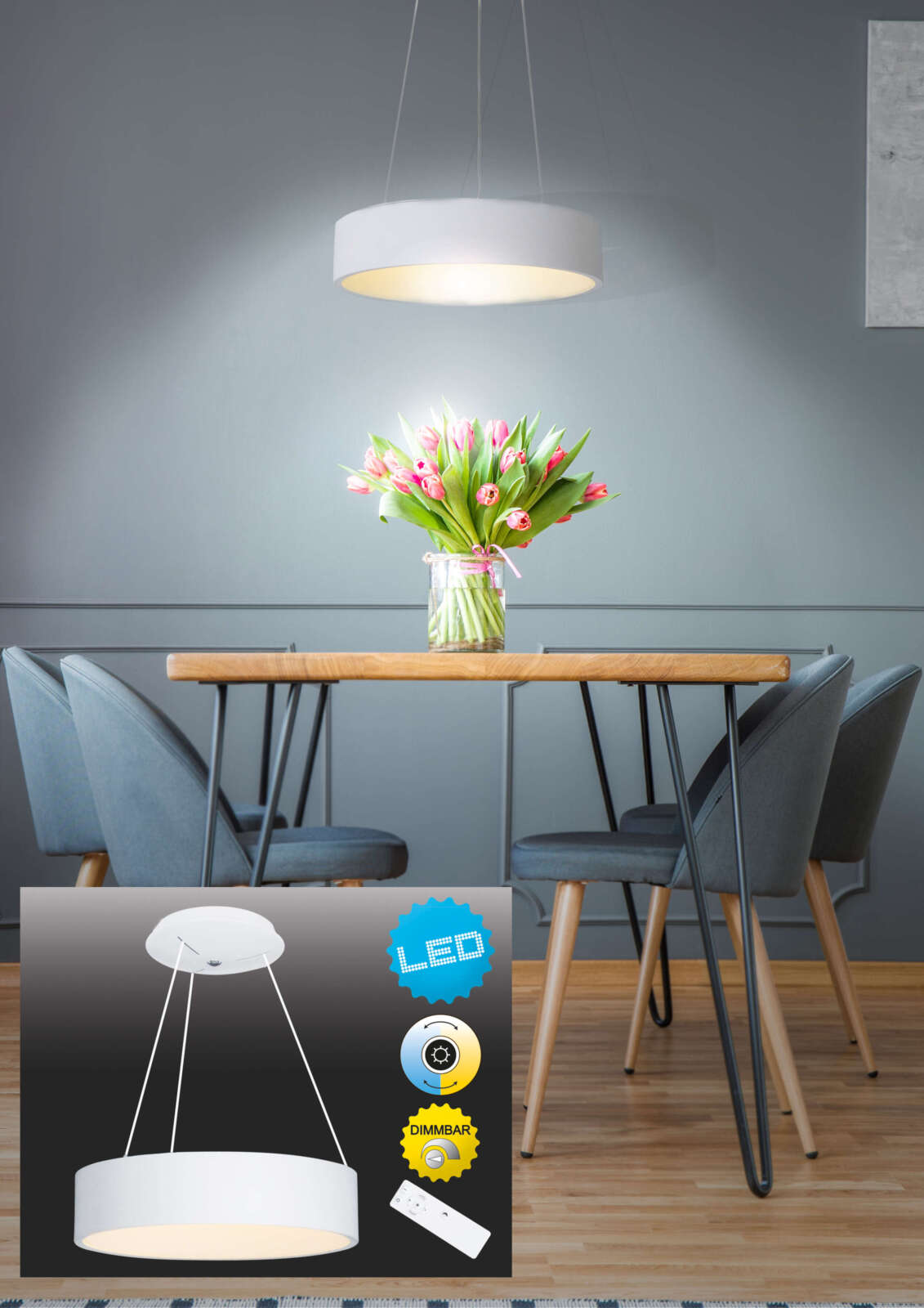 LED-Pendelleuchte CARLA - weiß - Ø 45 cm