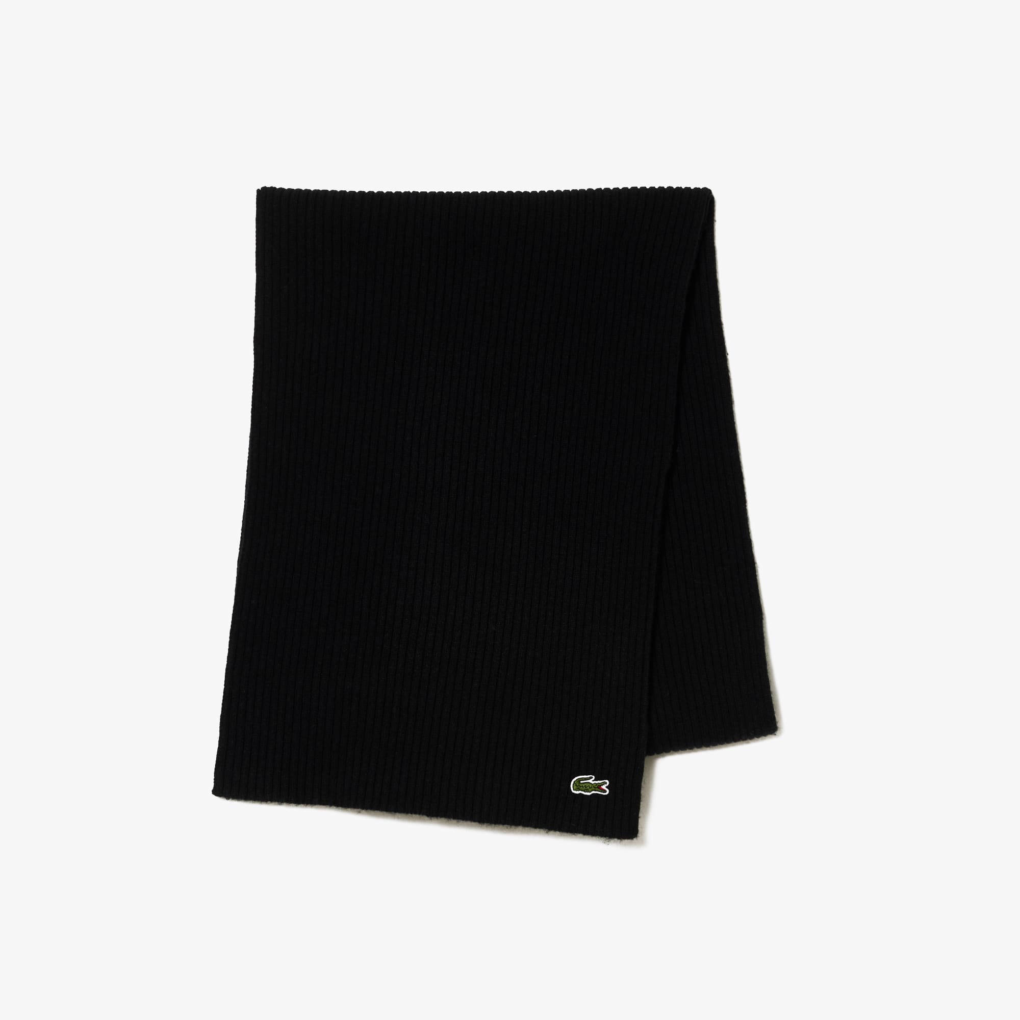 Écharpe unisexe Lacoste côtelée en laine Echarpes & Gants - Noir - Lacoste - Unisex