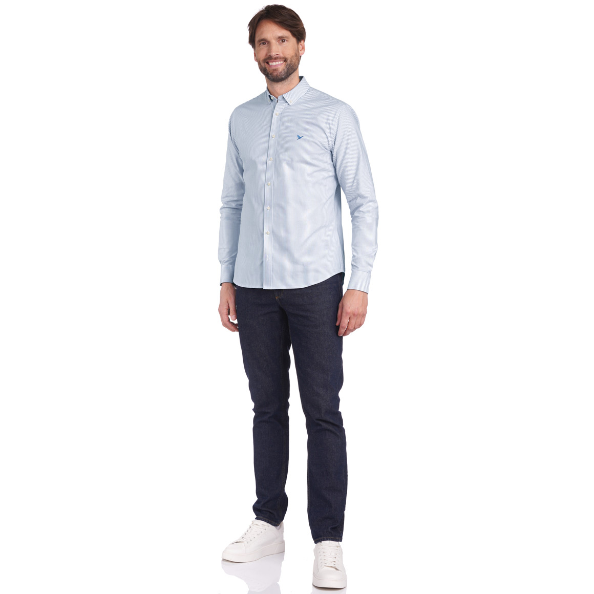 Jonas Nielsen Herren Hemd mit Button-down-Kragen blau / weiss