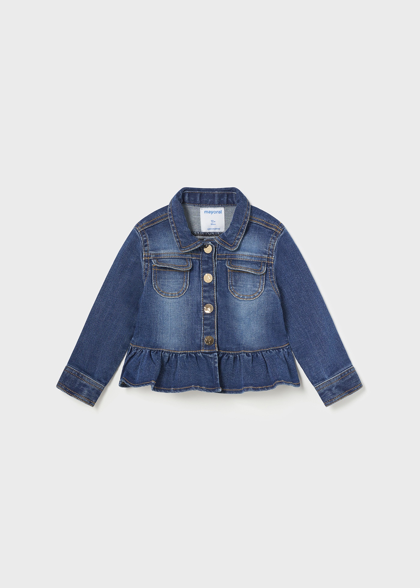 Jaqueta jeans sustentável de algodão para bebê