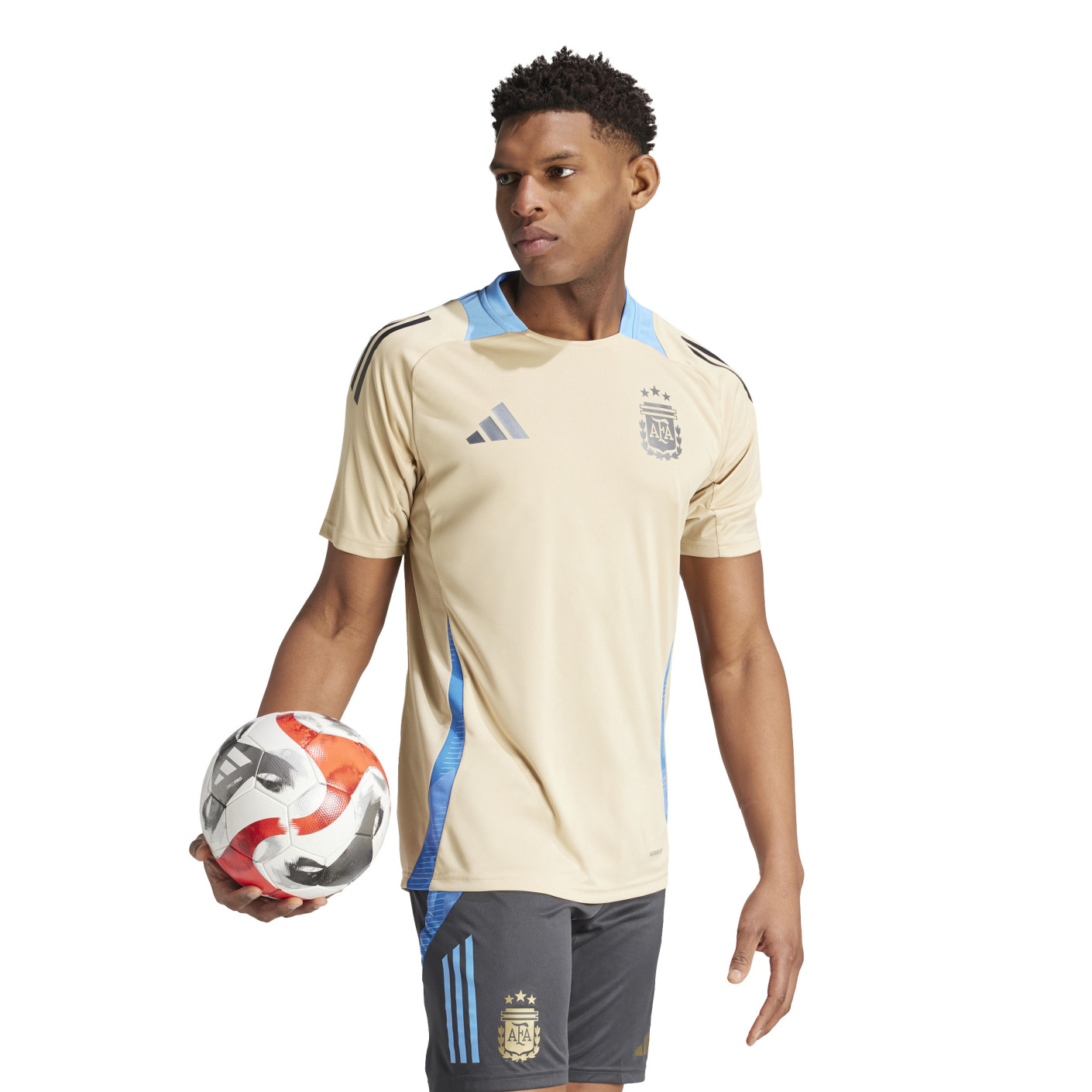 adidas Argentinië Trainingsset 2024-2026 Beige Donkergrijs Lichtblauw Goud