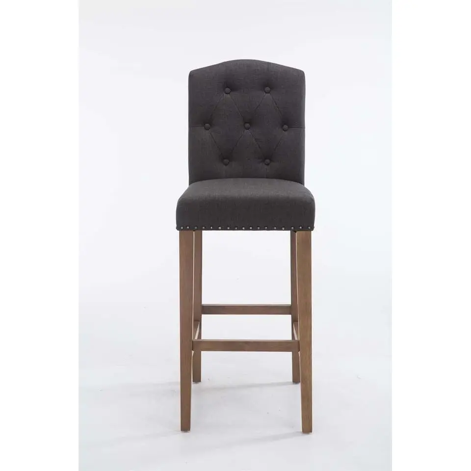 CLP Barkruk Louise antiek licht Frame - Stof - donkergrijs