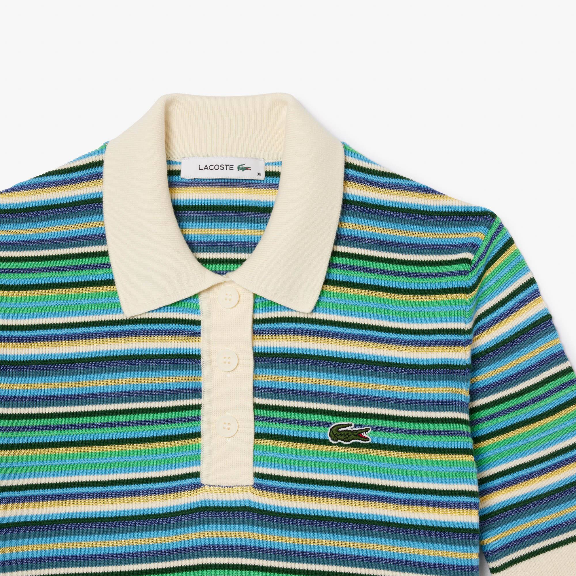 Gestreiftes Popeline Poloshirt aus Baumwoll-Jacquard Pullover - Weiss - Lacoste - Damen