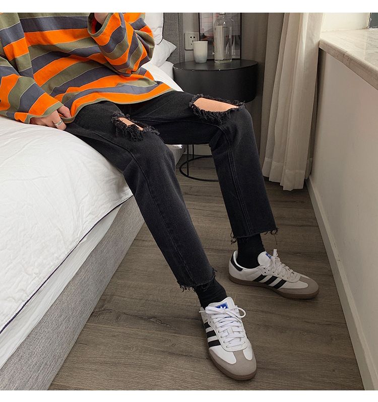 POSI - Versleten cropped straight leg jeans