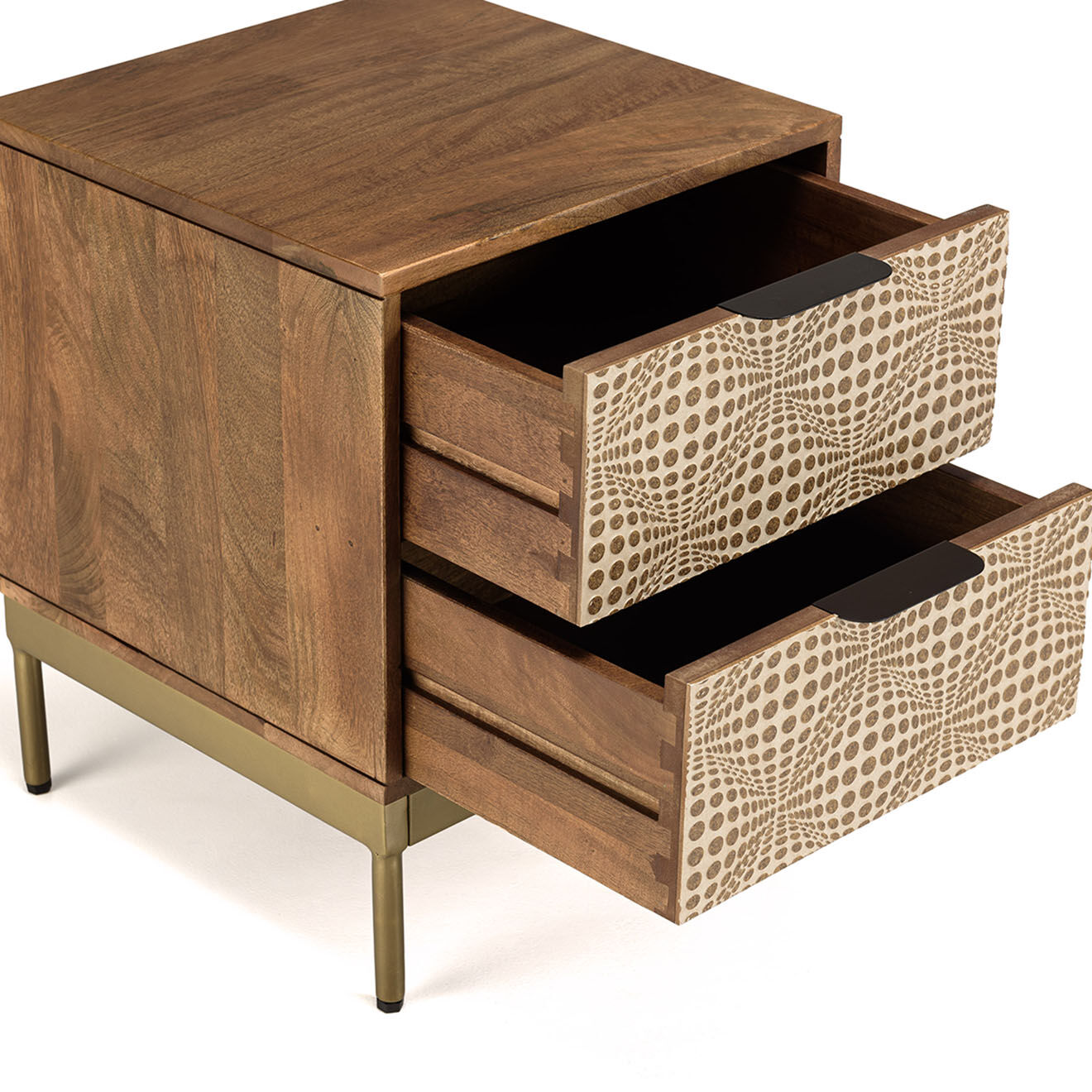 Macabane Chevet en bois de Manguier 2 tiroirs Alix marron - 46x45x42 cm