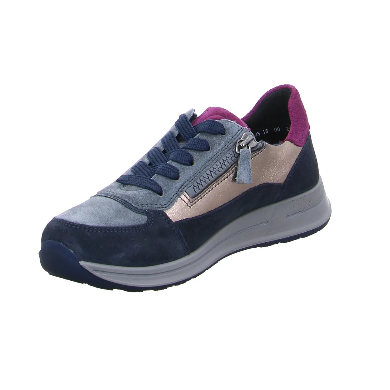 ARA Comfort-Schnürer Blau Leder  mit Wechselfussbett