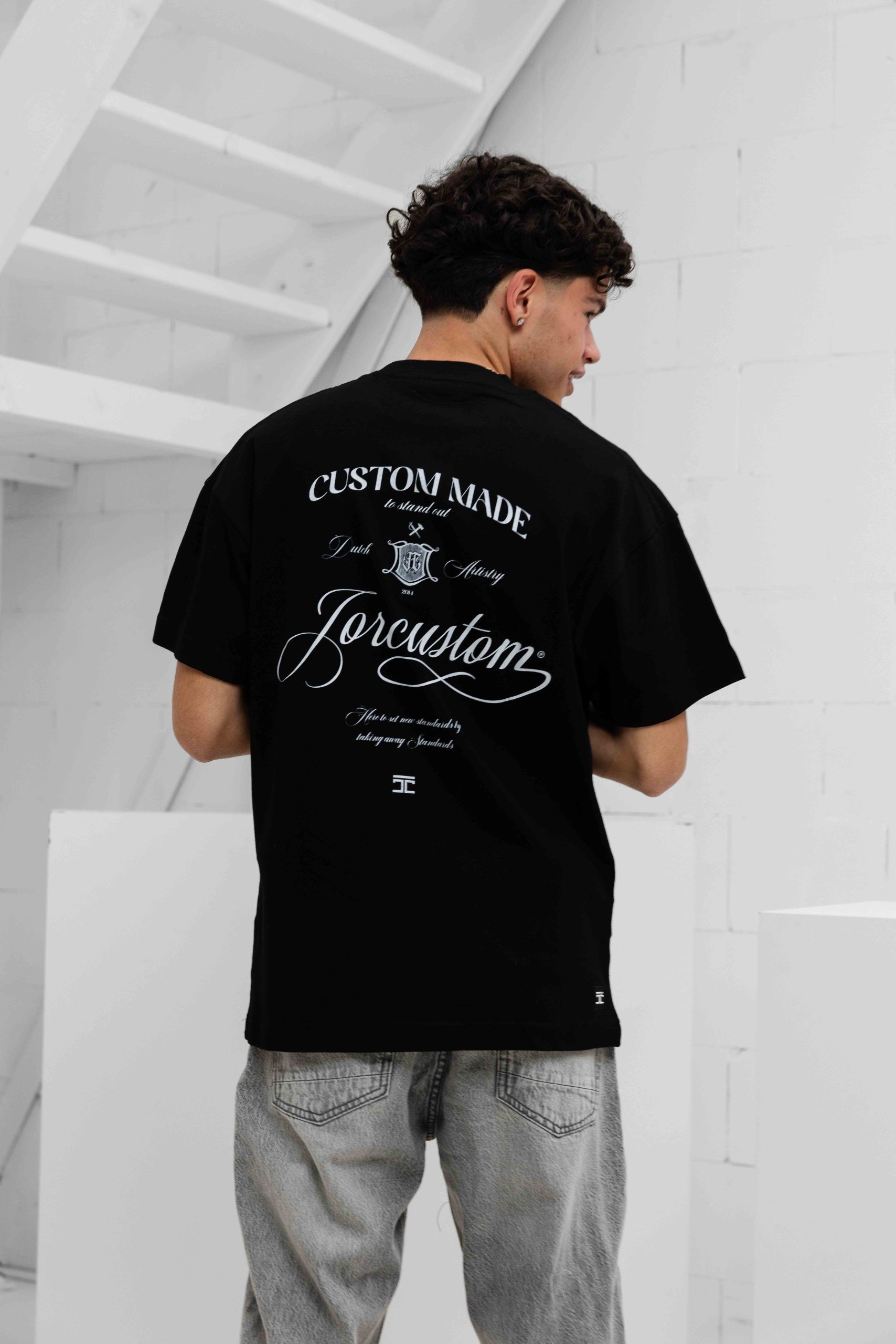 Jorcustom Handscript Loose Fit T-Shirt Heren Zwart