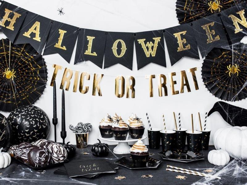Partydeco Becher Trick or Treat 6 Stk., Schwarz/Gold Trick or Treat Halloween Pappbecher
