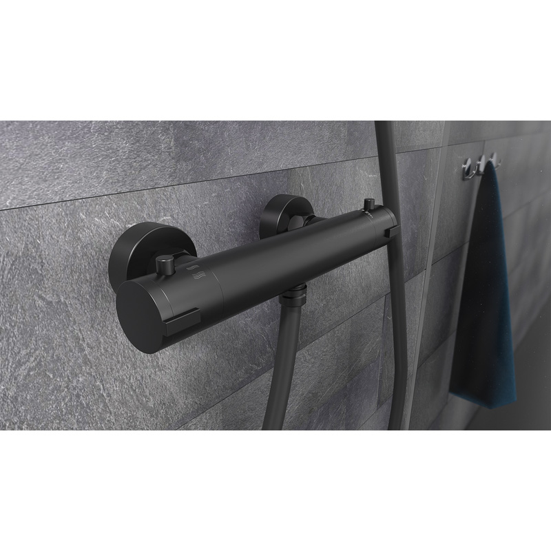 Schütte London thermostatische douchekraan mat zwart 120mm