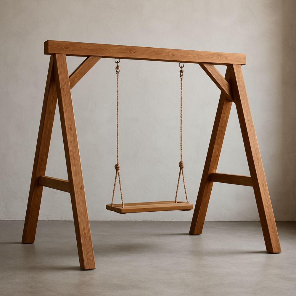 Holzschaukel rechteckig Natur Seil Holz