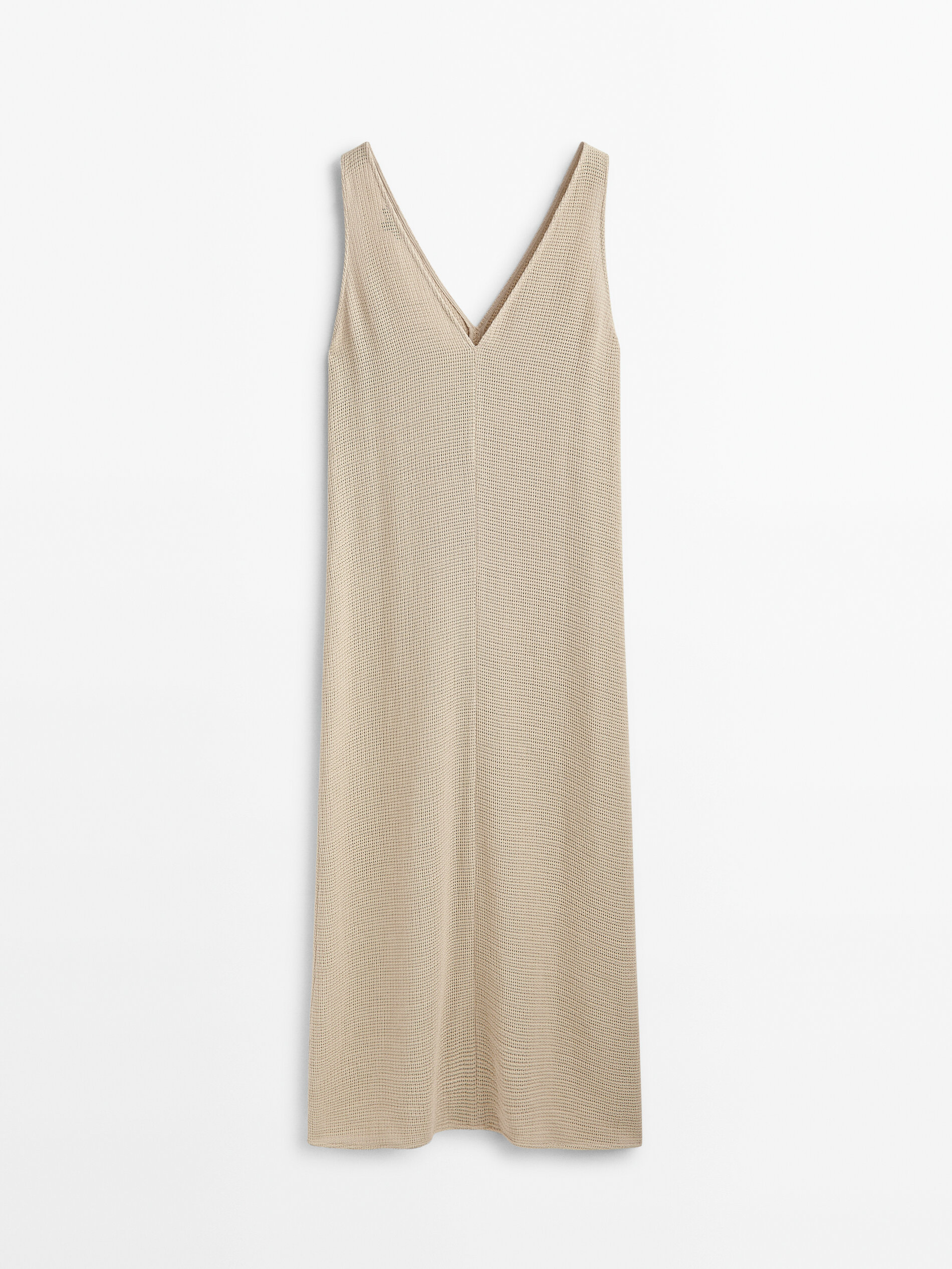 Vestido midi estruturado rústico - BEGE