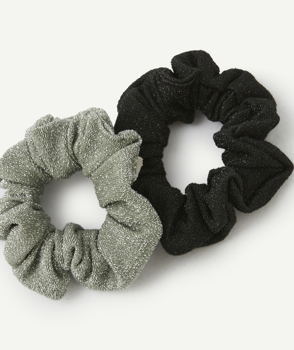 lot de 2 chouchous fille à paillettes noir et vert
