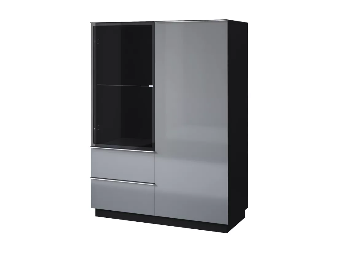 Vaisselier 2 portes 2 tiroirs Mathis Gris et Noir