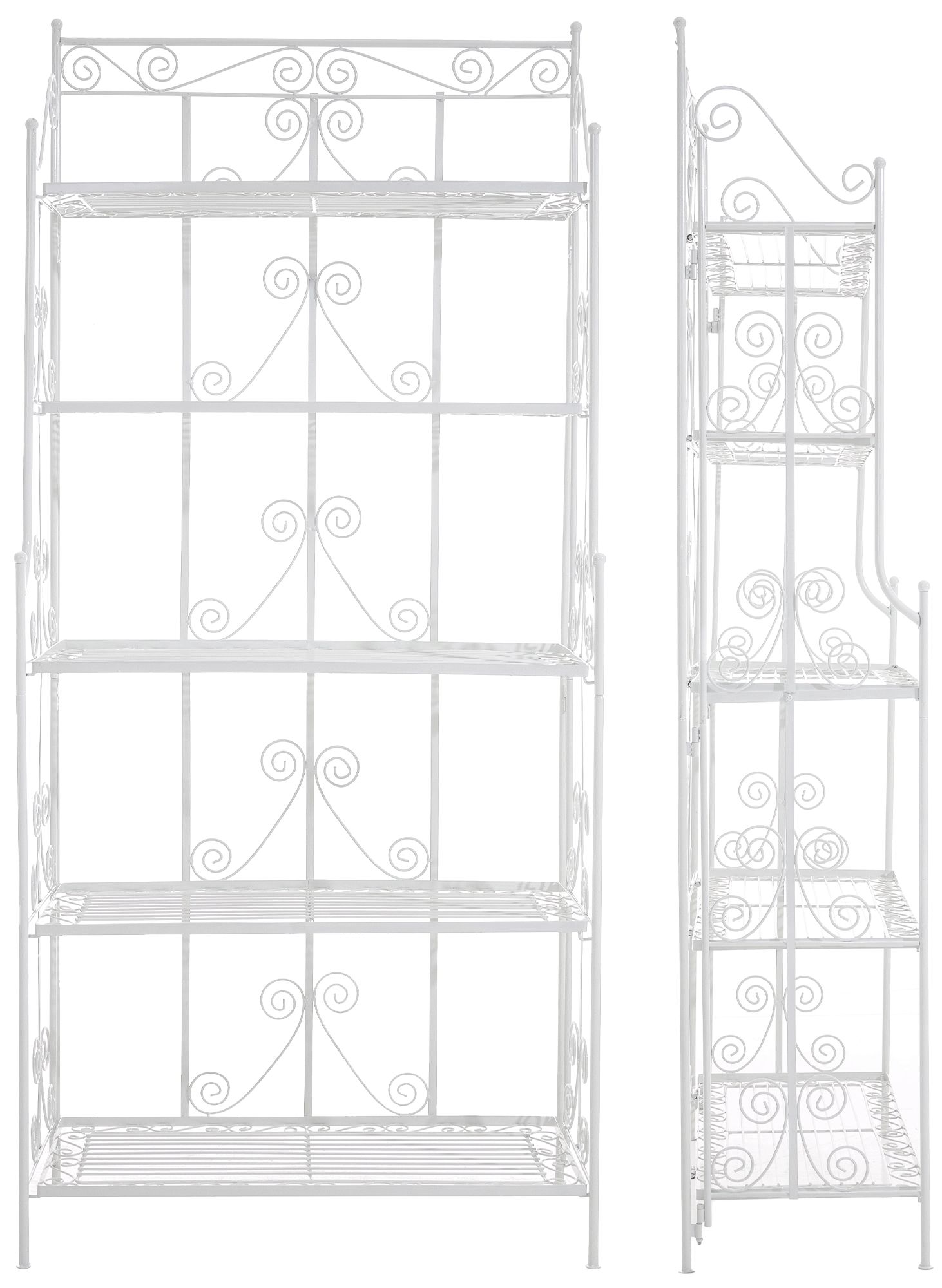 CLP Standregal Ciara I Outdoor Metallregal für Pflanzen im Landhausstil I Regal für Balkon, Terrasse, Veranda und Garten I 5 klappbare Böden