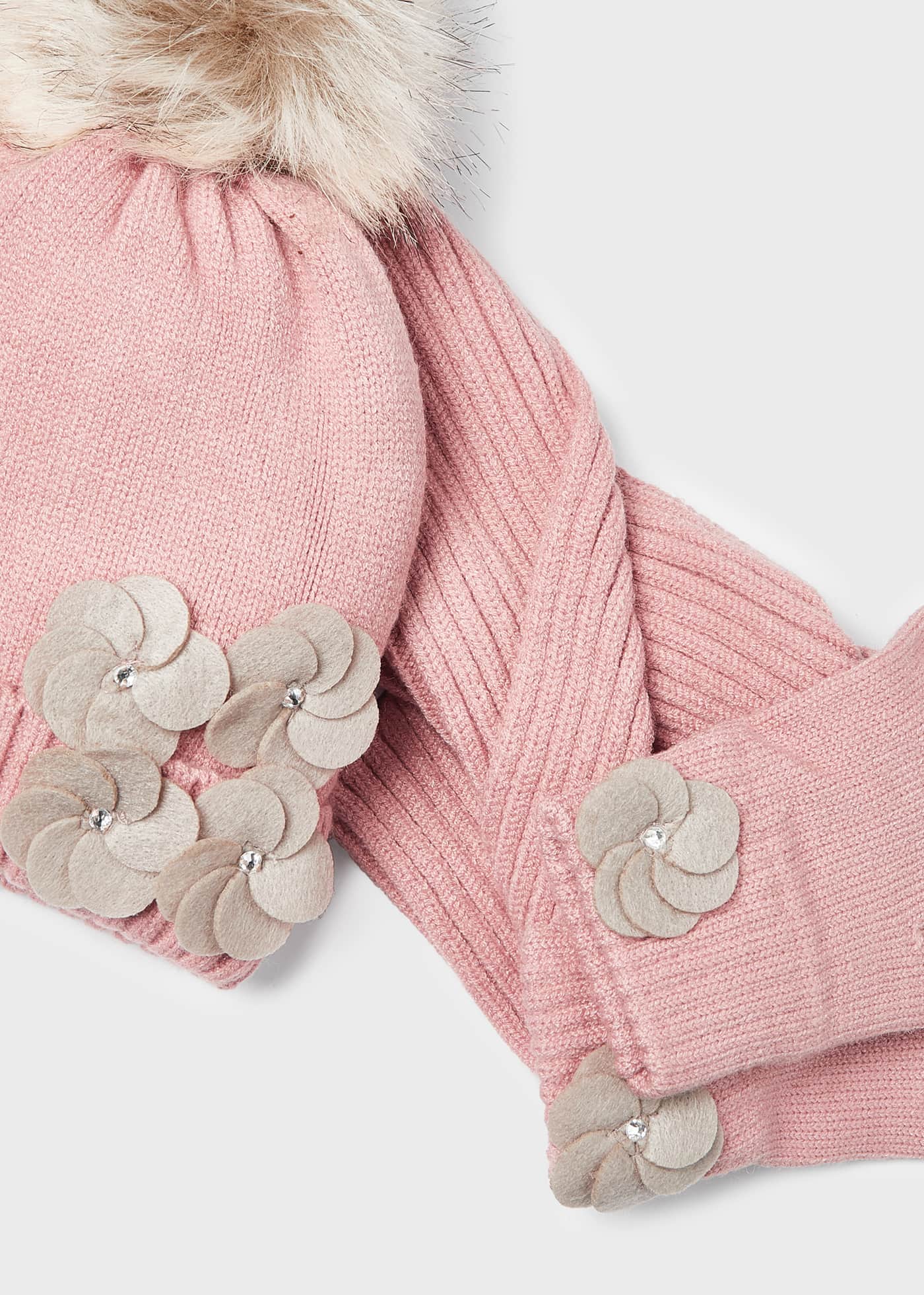 Conjunto de tricô de 3 peças para meninas