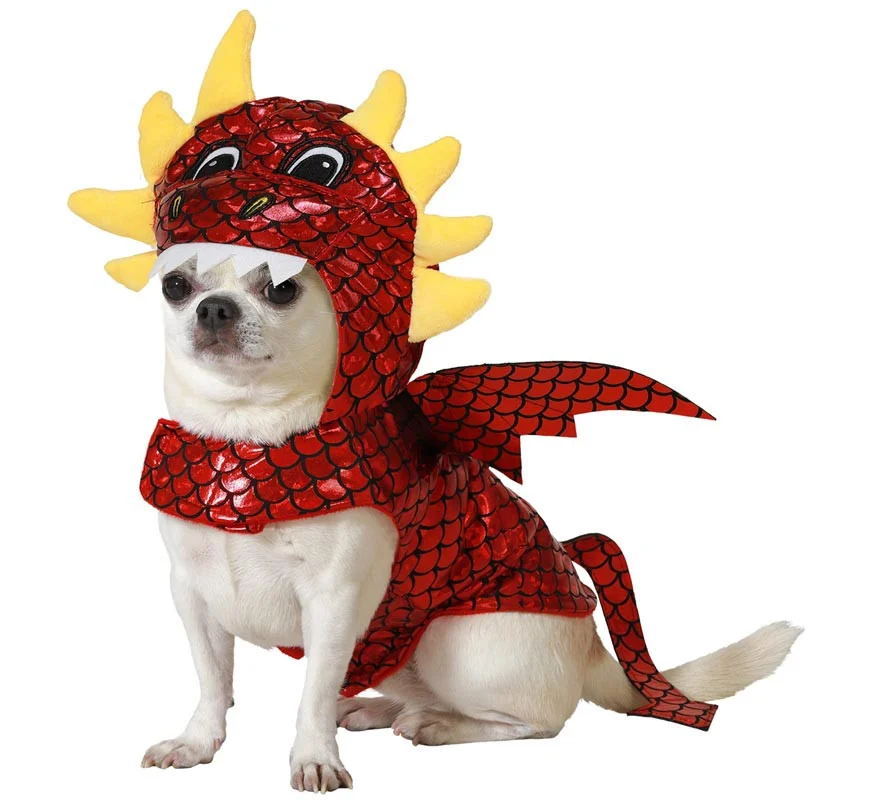 Fantasia de Dragão Vermelho Atosa para Cães
