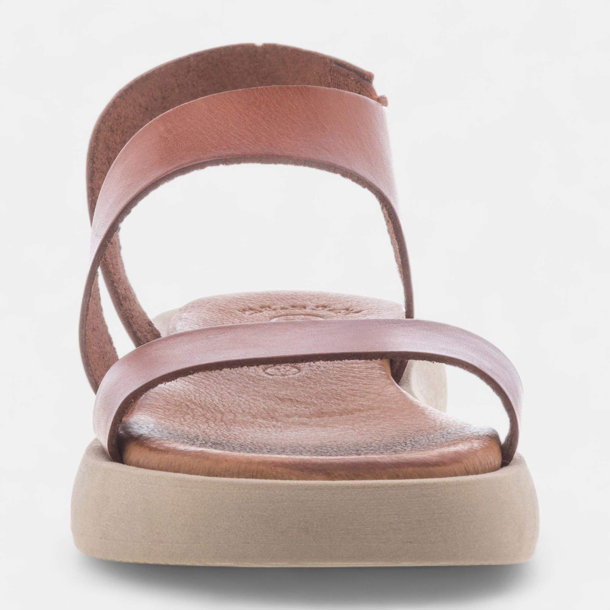 Sandales Femme en cuir cognac