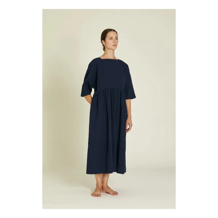 Black Crane Robe Tradi Seersucker | Bleu marine