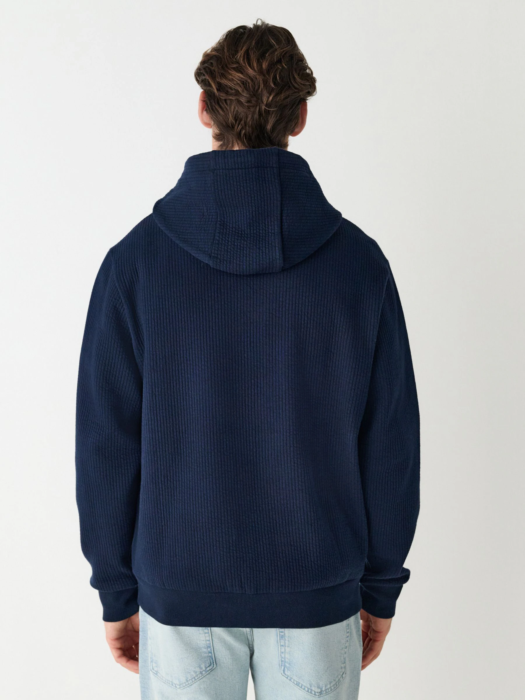 Donkerblauw - Lineaire textuur hoodie