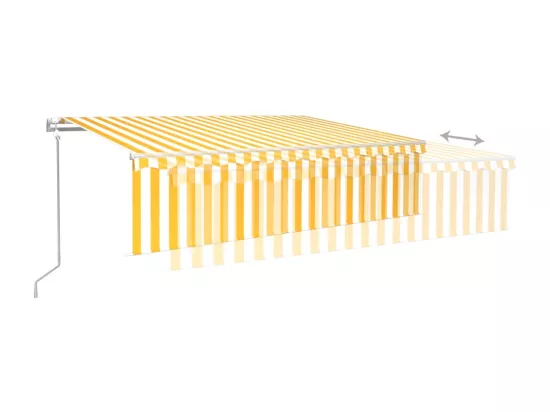 Auvent automatique capteur de vent LED 6x3 m Jaune et blanc