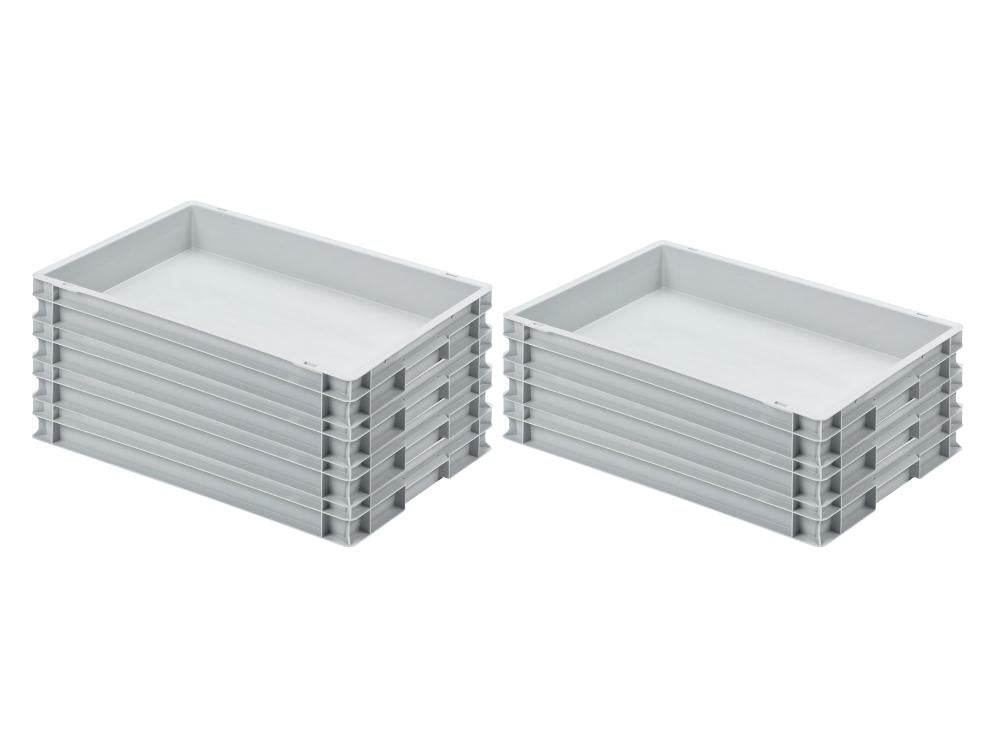 PROREGAL Voordeelset 5 x Eurobakken met gesloten handgreep HxBxD 7,5 x 40 x 60 cm 15 liter Grijze Eurobox Transportbox Transportcontainer Stapelbare container