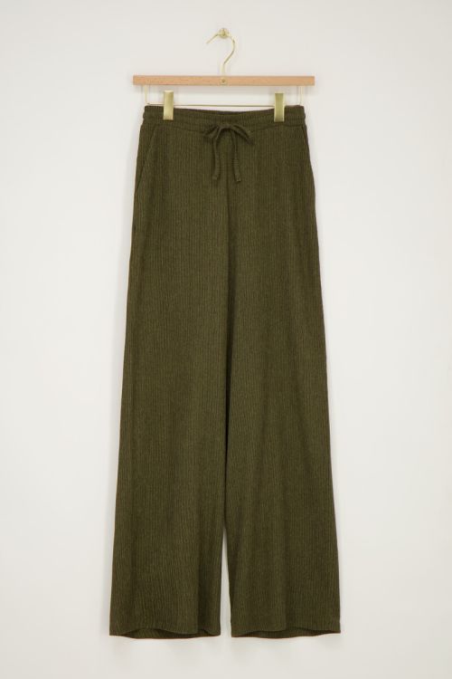 Groene wide leg crinkle broek