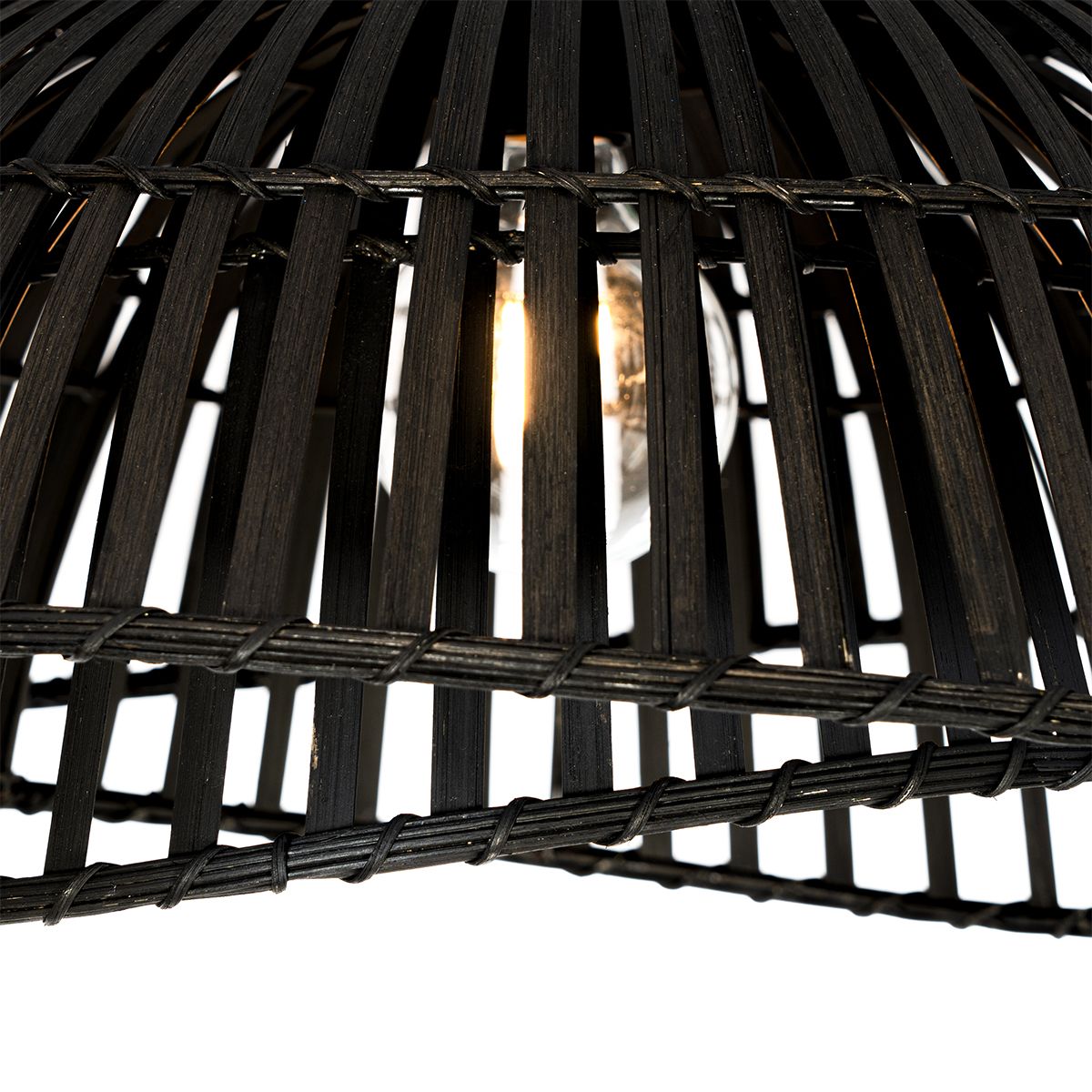Oosterse plafondlamp zwart bamboe 62 cm - Pua