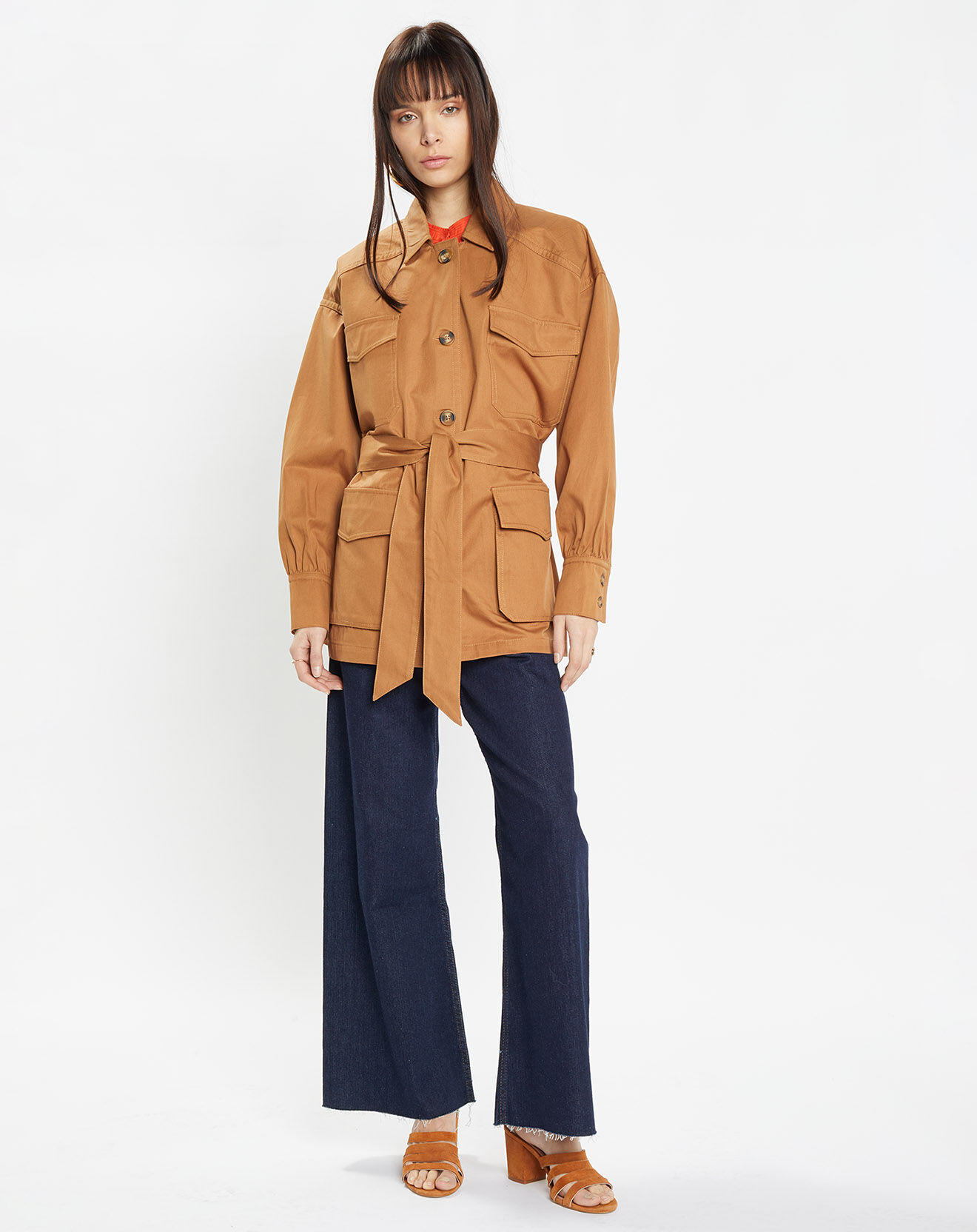 Galeries Lafayette Veste Saharienne en Coton épais camel