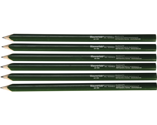 Steenhouwerspotloden 240 mm, groen gelakt, geslepen, 6 stuks