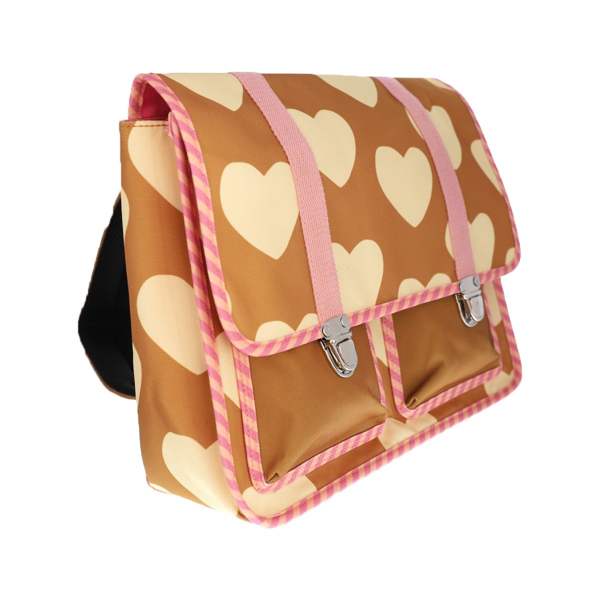 Cartable d'école coeurs beige Roodoudou