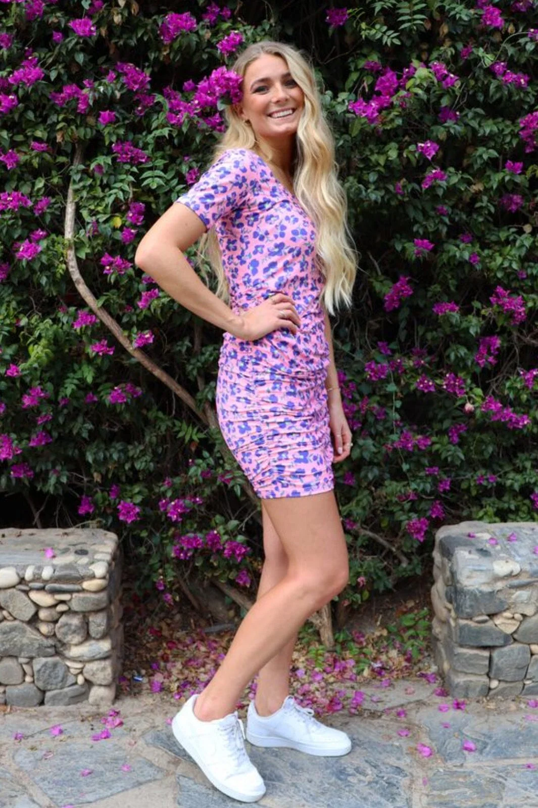 Liberte Alma-Ss-Turn-Dress pink purple flower