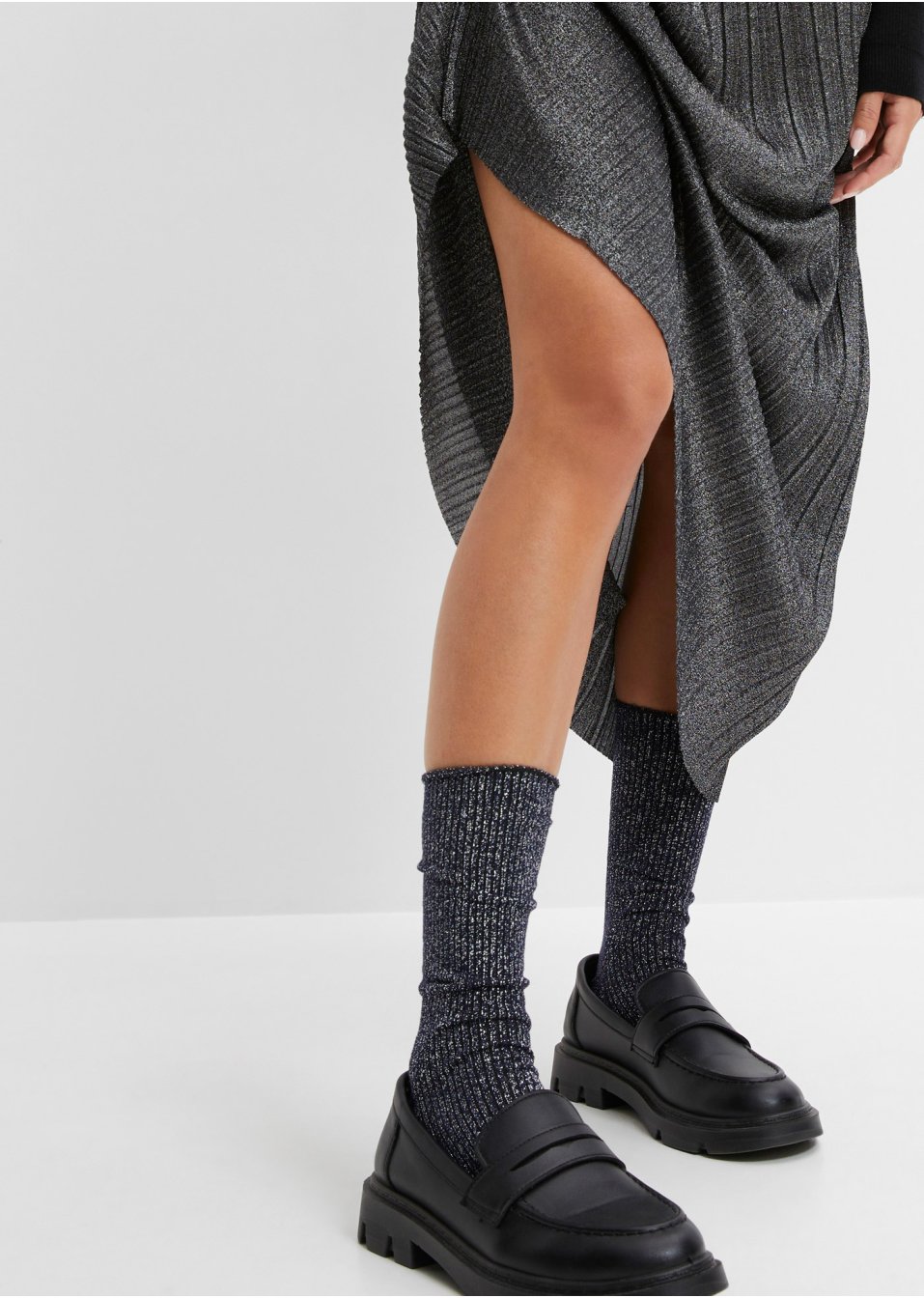 Lot de 4 paires de chaussettes côtelées en fil brillant