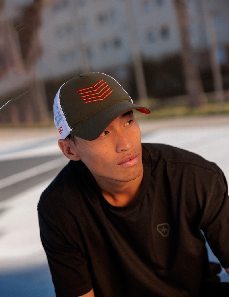 HBT CASQUETTE CHEVRONS KAKI ORANGE BLANC MIXTE