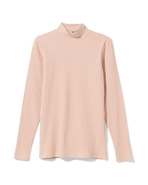 Top pour femmes Caro avec col roulé côtelé rose pâle