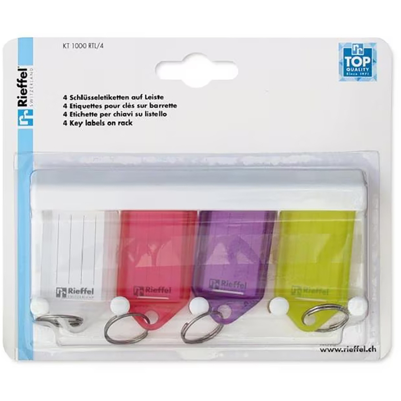 Rieffel Schlüsselanhänger mit Leiste, 4 Stück, assortiert