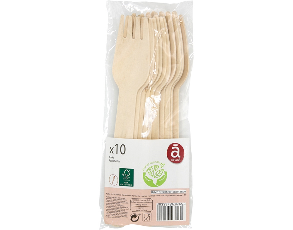 GARFOS DESCARTÁVEIS ACTUEL EM MADEIRA ECO PACK 10 UNIDADES