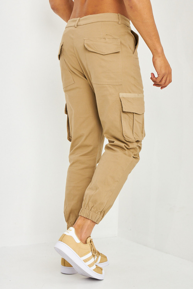 Joggerpant beige poches cargo